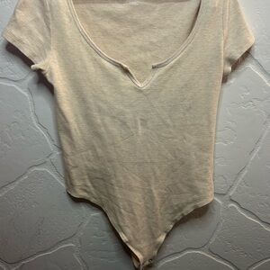 Aerie Beige V-Neck Bodysuit